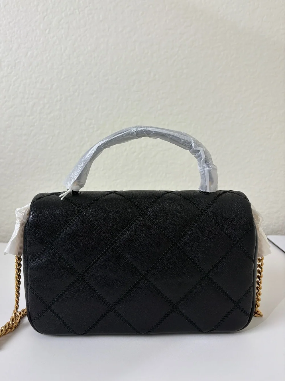 Tory Burch Black Quilted Leather Crossbody with Gold Hardware